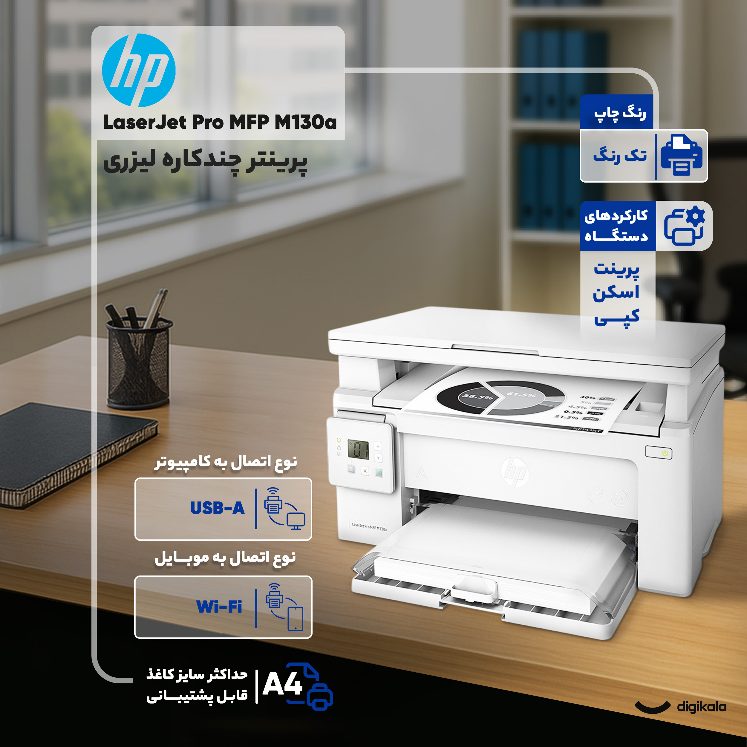 پرینتر چندکاره لیزری اچ پی مدل LaserJet Pro MFP M130a پرینتر چندکاره لیزری اچ پی مدل LaserJet Pro MFP M130a