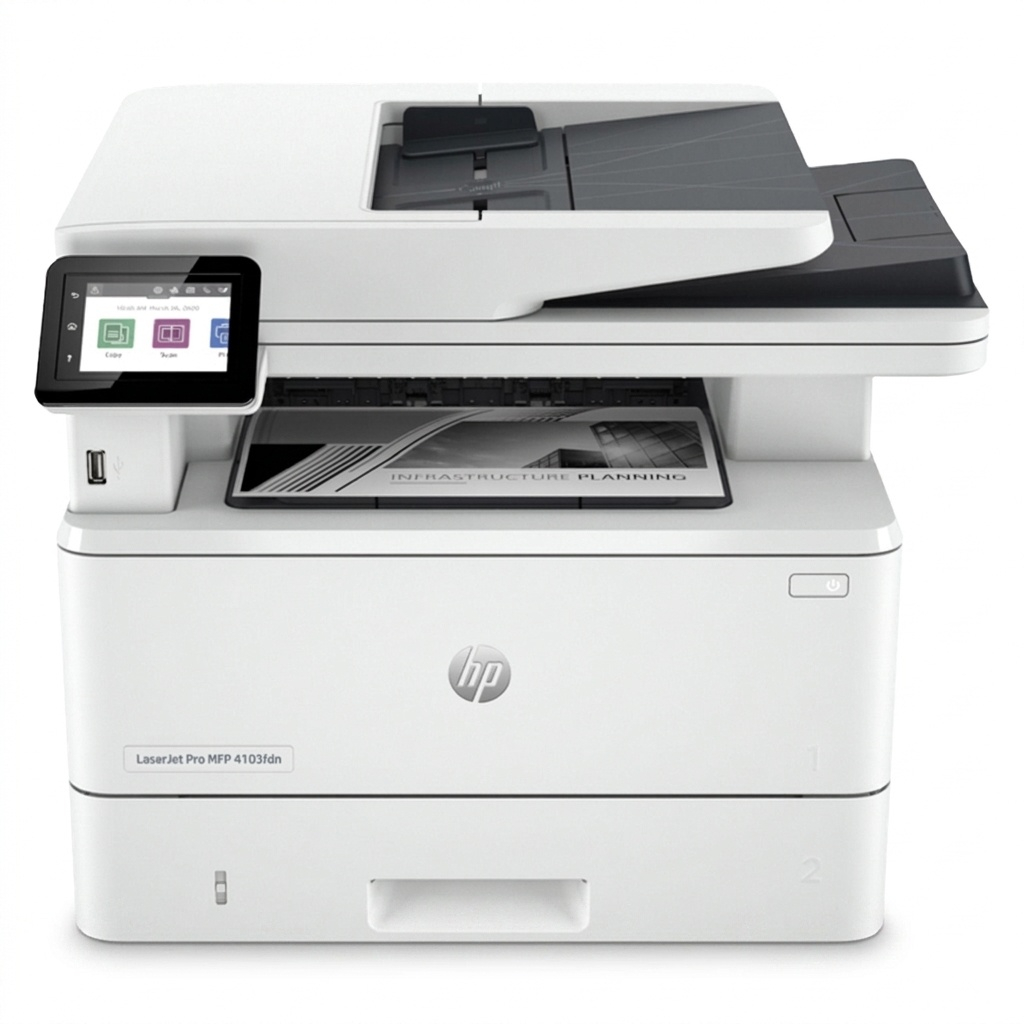 پرینتر لیزری 4 کاره اچ‌پی مدل LaserJet Pro MFP 4103fdn با چاپ و اسکن دورو خودکار، فیدر 50 برگی و نمایشگر لمسی رنگی